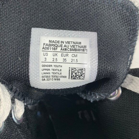 Converse Chuck Taylor All Star Hi Lace Up Sneakers Black w/ Bubbles Youth SZ 3 - Picture 7 of 7